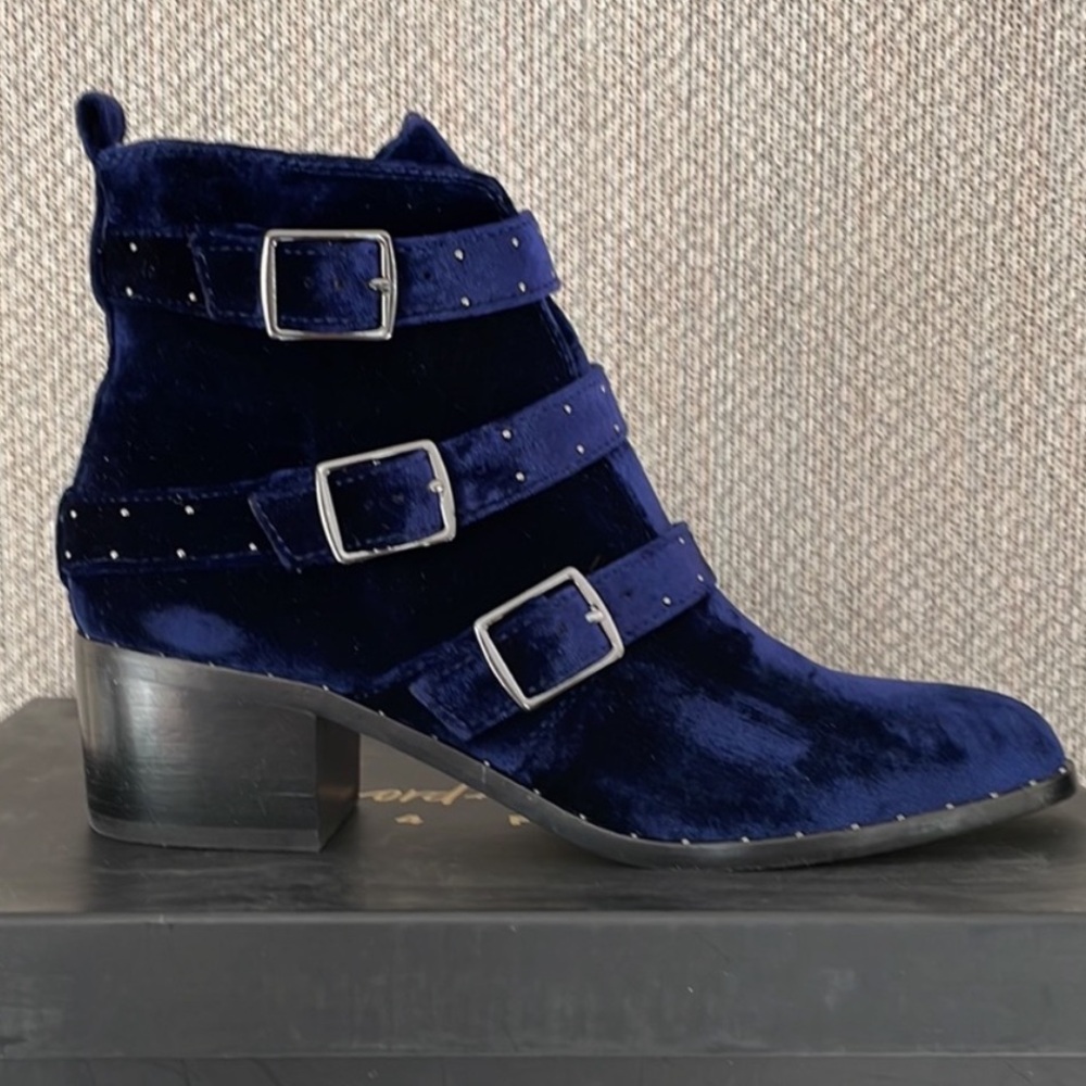 Women's Velvet Ankle Boots - Blue